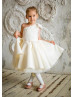 One Shoulder Ivory Pearl Beaded Flower Girl Dress